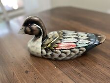 Vintage Wood Duck Hand Crafted & Hand Painted Made In Philippines 11.5 Inches picture