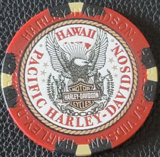 PACIFIC HD ~ (HAWAII) 120th Anniversary Harley Davidson Poker Chip (RED) picture