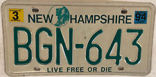 1994 New Hampshire BGN 643 LIVE FREE OR DIE license plate vintage Man Cave NH picture