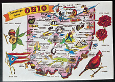 Vintage Postcard 1990 Greetings from Ohio - Highlight Map of State (OH) picture