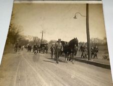Rare Antique Outdoor Street Scene Horses & Bicycles Real Photo Postcard RPPC picture