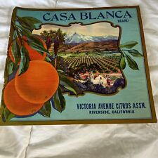 Original Unused CASA BLANCA Orange Crate Label, Riverside, CA picture