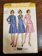 Vtg 70'S Simplicity 5476 Princess Dress And Unlined Jacket Size 18.5 Bust 41 UC picture