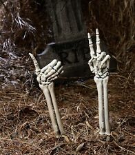 Grave Greetings Thumbs Up Peace Skeleton Hand Halloween Yard Decoration Prop NEW picture