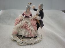 RARE Vintage Wilhelm Rittirsch Dresden Lace Figurine Victorian Couple 6”H picture