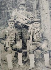 Three Uniformed Musicians Tuba Trumpet Clarinet Sixth Plate Tintype Photo picture