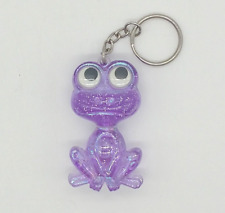 Vintage 90s Frog Keychain Purple Glitter Shiny Keyring Big Eyed After Thoughts picture