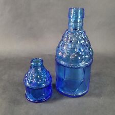 Vintage Blue Glass McGIVERS American Army BITTERS Bottle Riffle Co Herbs Set picture