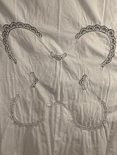 Vintage Linen Tablecloth White.  Battenburg Cutwork & Embroidery 62” X 62” picture