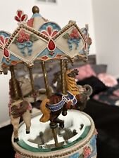 VINTAGE  HORSE CERAMIC CAROUSEL MUSIC BOX (WORKS) picture