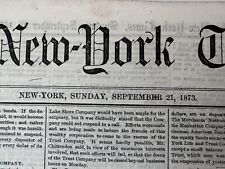 1873 Crash / The New York Times / September 21, 1873 / Original / PANIC of 1873 picture