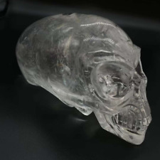 3.24lb TOP Natural Clear  Quartz Hand Carved Crystal Skull Reiki Gem Decor Gift picture