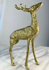 Vintage Solid Brass Deer Stag Buck Hollywood Regency Style Figurine 6 x3.5