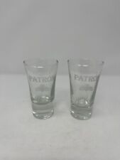 lot of 2 Patron Tequila Shot Glasses w/ Etched Logo 2oz 3.5” barware mancave new picture