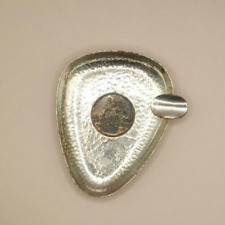 Vintage Orient Mercur Coin Hammered Metal Silver Colored Teardrop Ashtray picture