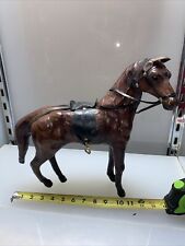 Antique/ Vintage Leather Horse Figurine Statue Sculpture Equine Saddle picture