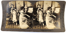 Vintage Stereograph Stereo View Stereoscope Card 1908 Music Prompts Dainty Step picture