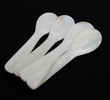 4 Small Mother of Pearl Spoons MOP Caviar Egg Shell Serving Oysters Handmade picture