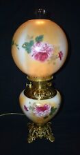 ANTIQUE ABCO ROCHESTER GWTW PARLOR LAMP ELECTRIFIED 1800'S GOLD FLORAL 22