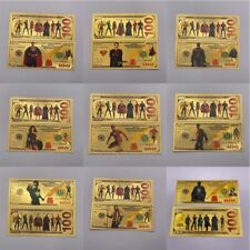 9 pcs America movie Super gold banknote hero Golden ticket cards For Fans Gift picture