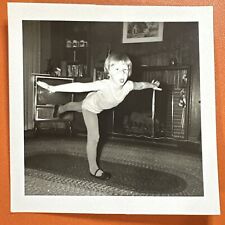 VINTAGE PHOTO Little girl doing ballet Dance 1960 Sticking Tongue Out Captioned picture