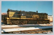 Anchorage, Alaska - Alaska Railroad Locomotive #1605 Train Chrome Postcard 860 picture