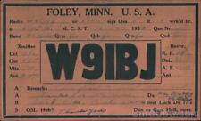 QSL/Ham 1933 W91BJ: Foley,Minn Antique Postcard 1c stamp Vintage Post Card picture