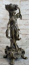 VICTORIAN MYTHOLOGY SEXY WOMAN SOLID BRONZE CANDLESTICK CANDLE HOLDER ARTWORK NR picture