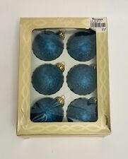 Vintage Magic Crackled Teal Christmas Ornaments 6 Bulbs Made In USA 3” picture
