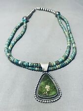 IMPORTANT NAVAJO DAMALE TURQUOISE STERLING SILVER NECKLACE picture