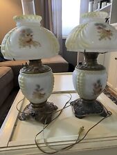 Antique Victorian Pair Of Gone With The Wind Lamps picture