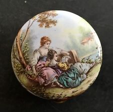 Circa 1890 Austrian Hand Painted Enamel Box with Gilt Metal Interior picture