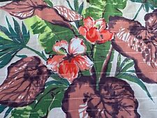 40's Tangerine & Electric LIME Hawaiian Island Barkcloth Vintage Curtain Valance picture