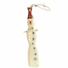Carved Wood Snowman Ornament Painted Christmas Decor 7.5