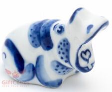 Hippopotamus Gzhel porcelain figurine hippo handmade Гжель picture