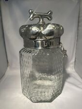 Arthur Court Good Dog Treat Dimpled Glass Canister With Charm 12” Tall Retired picture