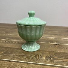 Pioneer Woman Timeless Beauty Jade Jadeite Milk Glass Green Footed Candy Dish picture