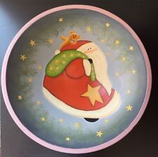 Wooden Bowl Christmas Santa Claus Hand Painted picture