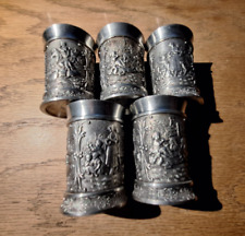 Set of 5 Matching SKS Zinn West Germany Pewter Shot Glasses picture