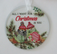 6KD All I want for Christmas is you love CHRISTMAS BLESSINGS ORNAMENT Ganz glass picture