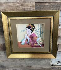 Vintage 3D Japanese Oshoe Geisha Shadow Box Art 13.5”x14.5” picture