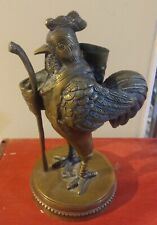 Vintage Antique Brass Rooster With Staff & Quiver/Metal Art/Animal Sculpture  picture