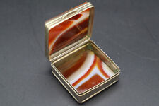 Antique 19th Century Victorian Brass and Banded Agate Matchsafe Box picture
