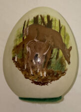 Vintage “Womack’s Collectibles”Porcelain Bisque Egg Doe And Fawn Grand Canyon PA picture