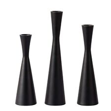 Candlestick Holders Set of 3 Black Metal Taper Candlestick Holders Vintage an... picture