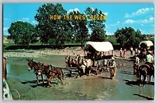 Kansas KS - Scenic View Of Authentic Covered Wagons - Vintage Postcard picture