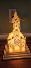 Vintage Raylite Lighted Cathedral Church Hard Plastic Village Non Musical  picture