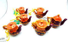 Lot of 6 Ceramic Teapot Ornaments by Kurt Adler 2
