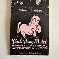 Vintage 1960s Pink Pony Motel Minneapolis Minnesota Matchbook Cover picture