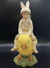 Vintage RARE Retired Bethany Lowe Figurine Boy Riding Chick  picture